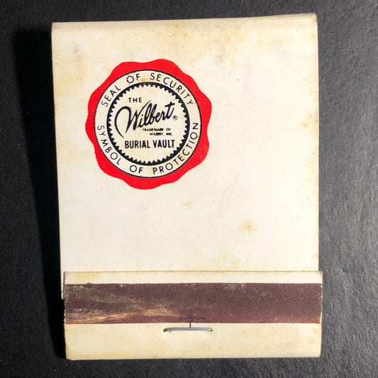 Wilbert Burial Vault Forest Park, IL Mostly Full (-4) Matchbook c1968-73