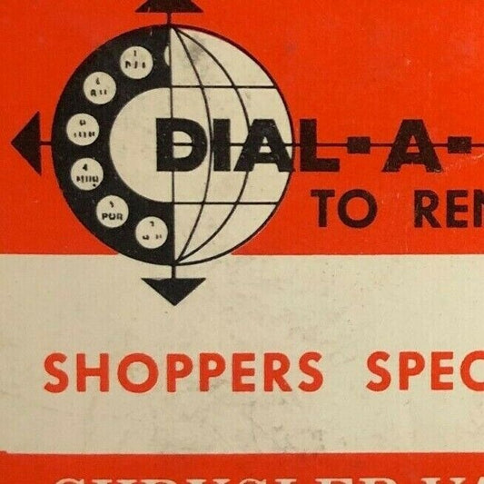 1940-50's Full Matchbook Advertising - Dial-A-Car "Chrysler Valiant" Car Rental