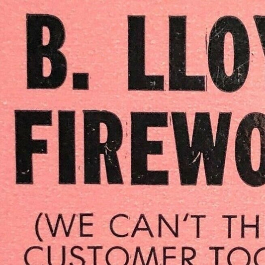 1960's-70's Full Matchbook - B. Lloyd's Fireworks Bamberg Santee SC