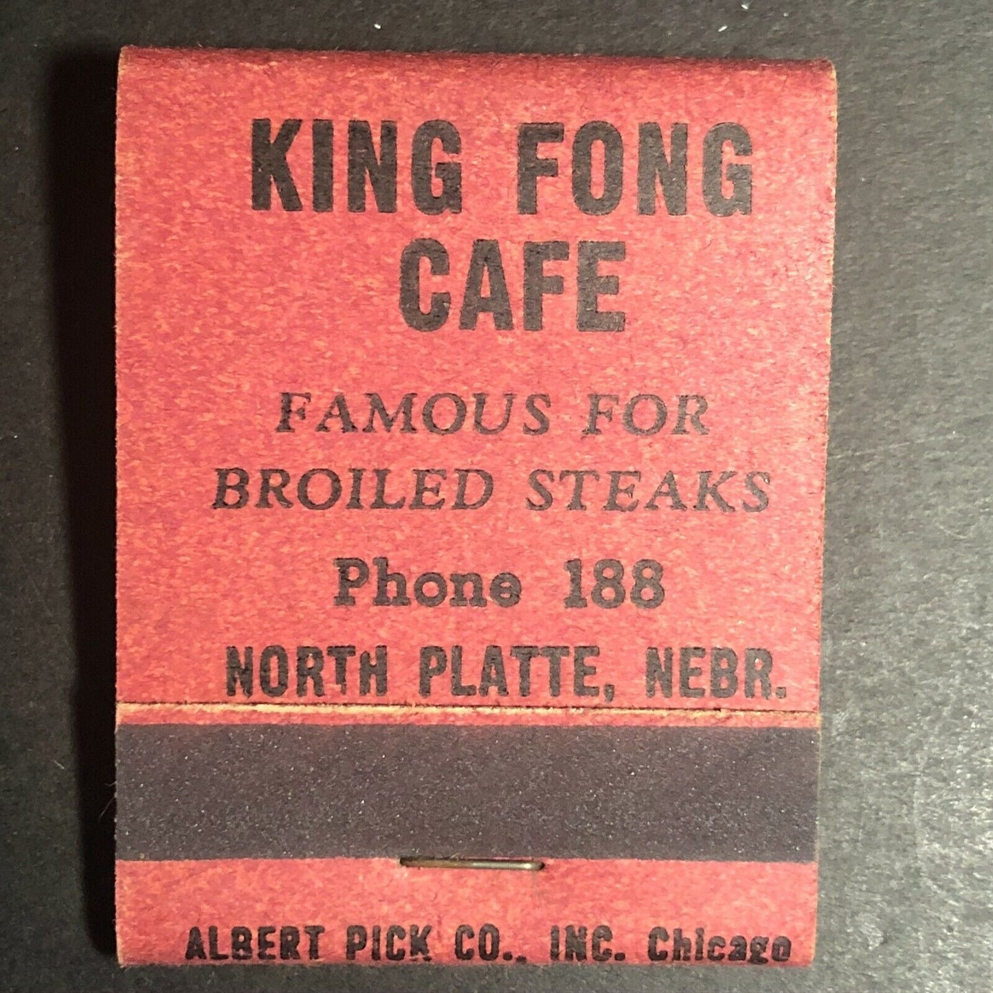 1930's (possibly 20's) Full Matchbook - "King Fong Cafe" North Platte, NEBR