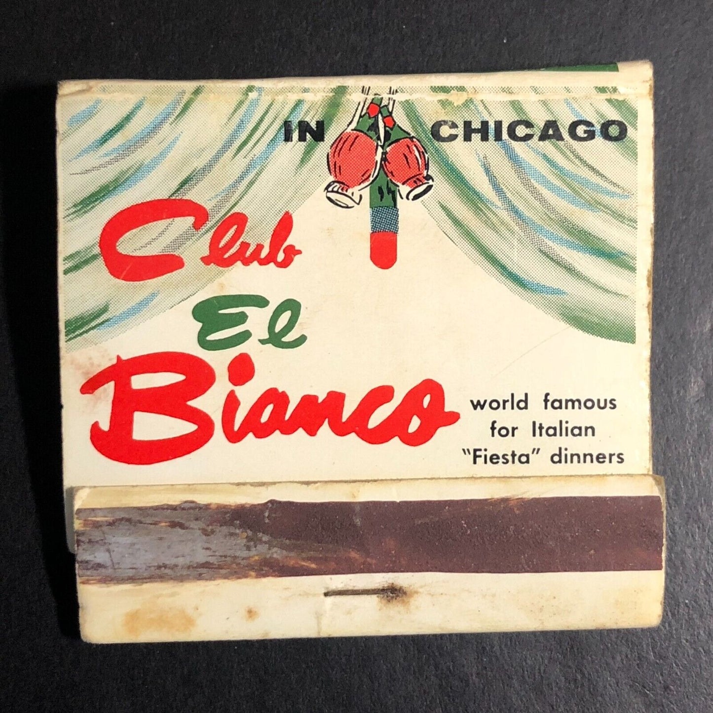 Club El Bianco Restaurant Chicago Mostly Empty Matchbook c1960's