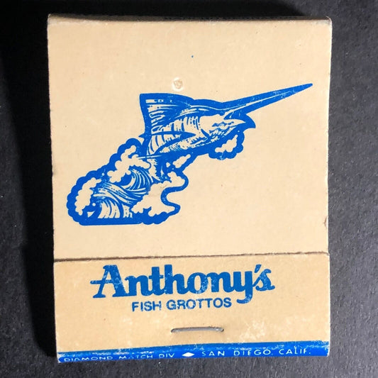 Anthony's Fish Grottos Restaurants Full 20-Strike Matchbook c1975-85 VGC