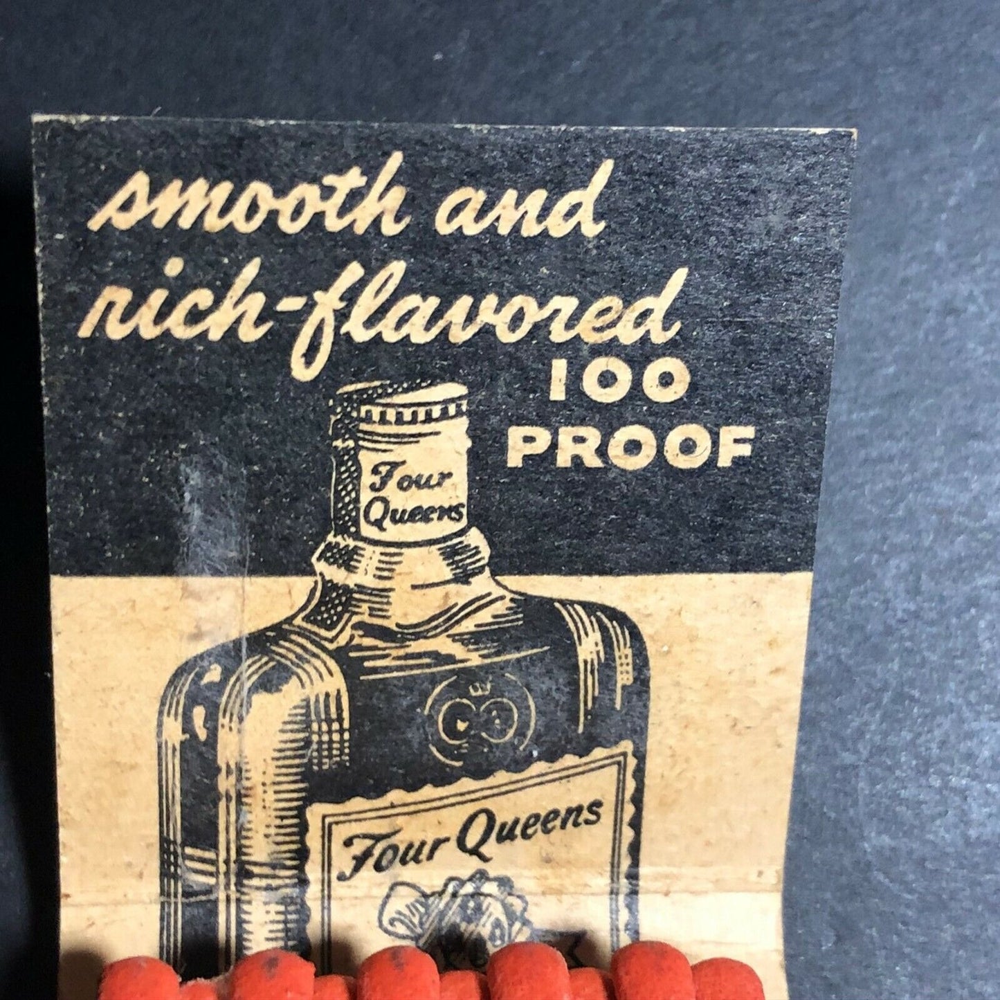 "Four Queens Whiskey" Kasser Philadelphia, PA Scarce c1940's-50's Full Matchbook