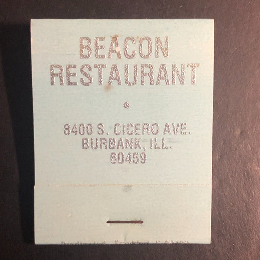 Beacon Restaurant Burbank, IL Full Matchbook c1974-80's Scarce  VGC