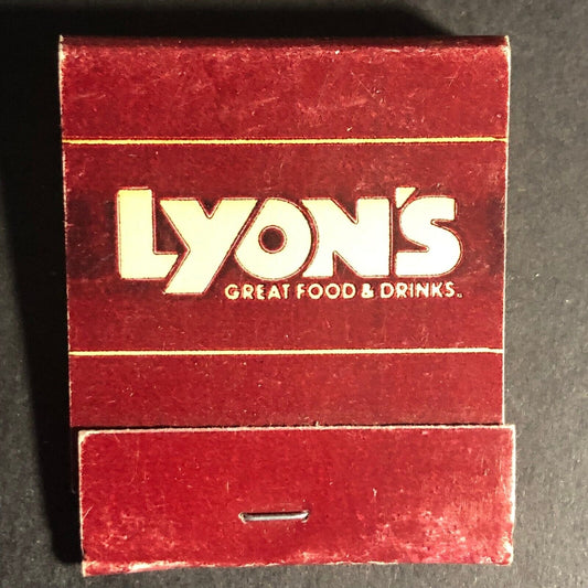 Lyon's Restaurant Mostly Full 20-Strike Matchbook c1975-85