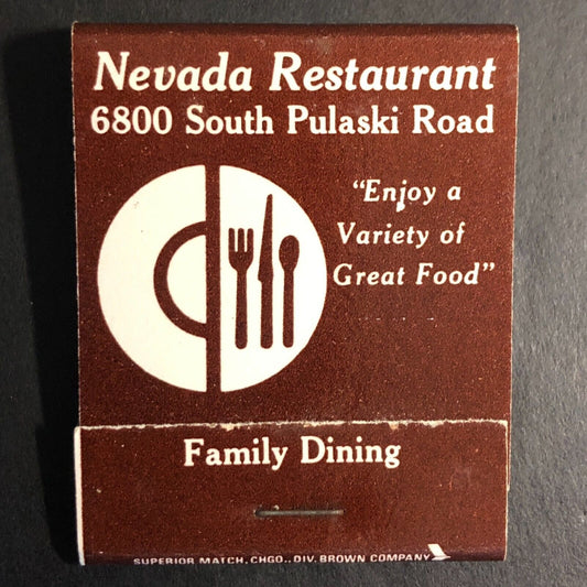 Nevada Restaurant Chicago Full Matchbook c1984 VGC Very Scarce