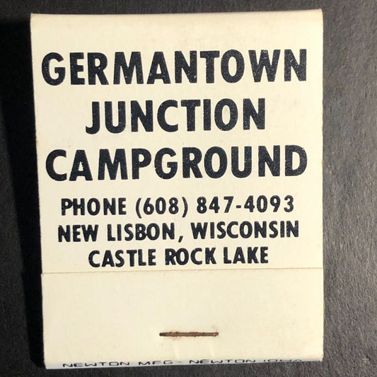 Germantown Junction Campground New Lisbon, WI Full Matchbook c1974-80's