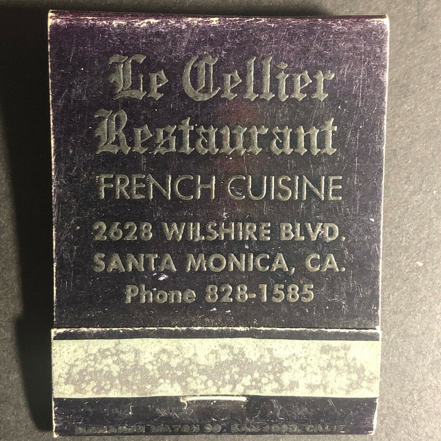 Vintage c1960's-70's Full Matchbook Le Cellier Restaurant French Santa Monica