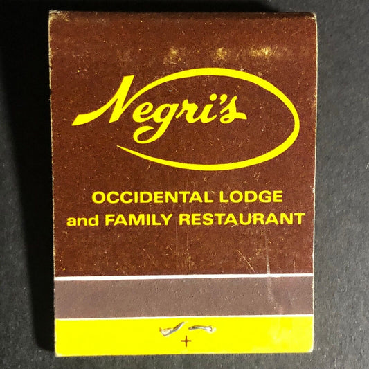 Negri's Italian Restaurant Occidental, CA 20-Strike Matchbook c1975-85 - VGC