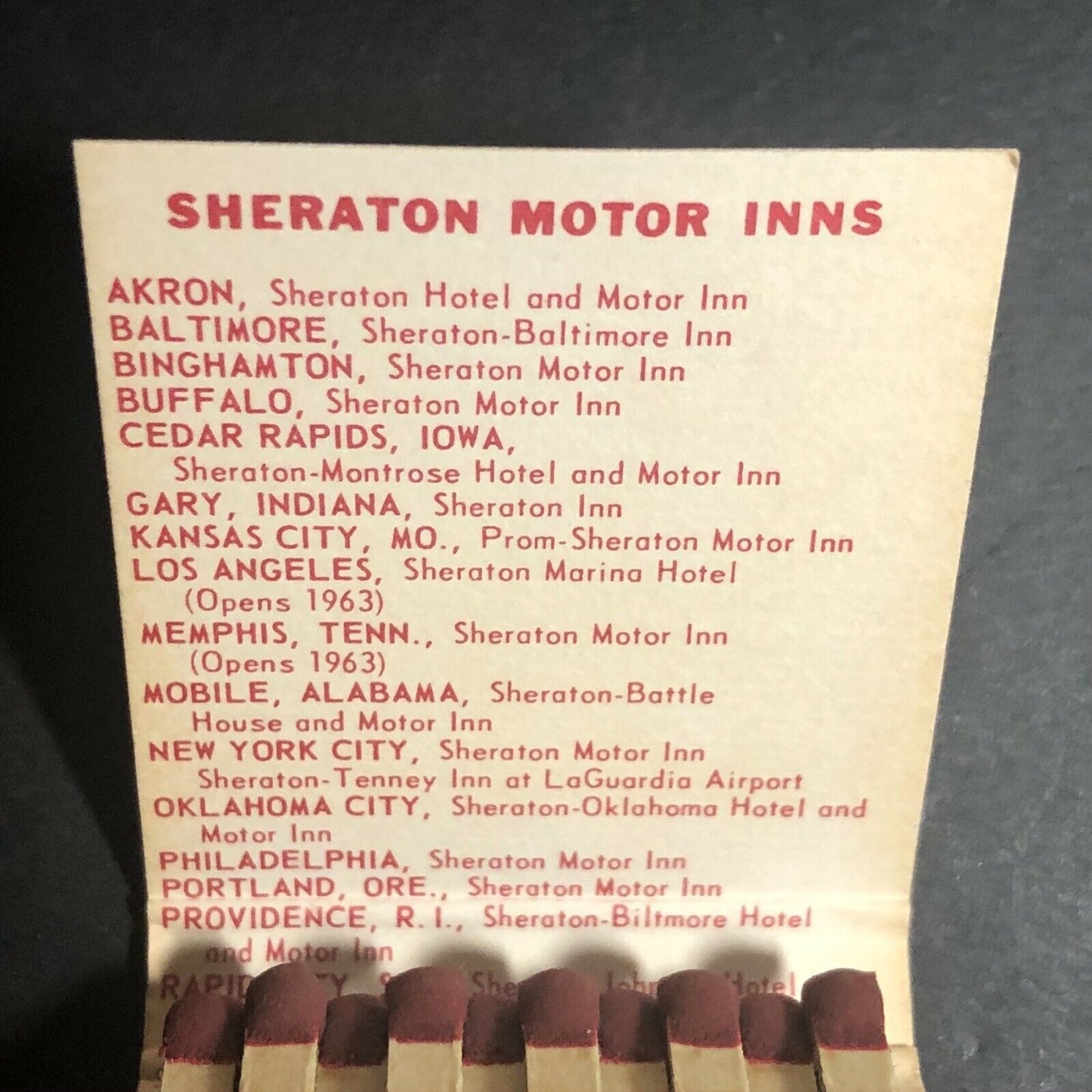 1960's-70's Full Matchbook - Sheraton Motor Inn