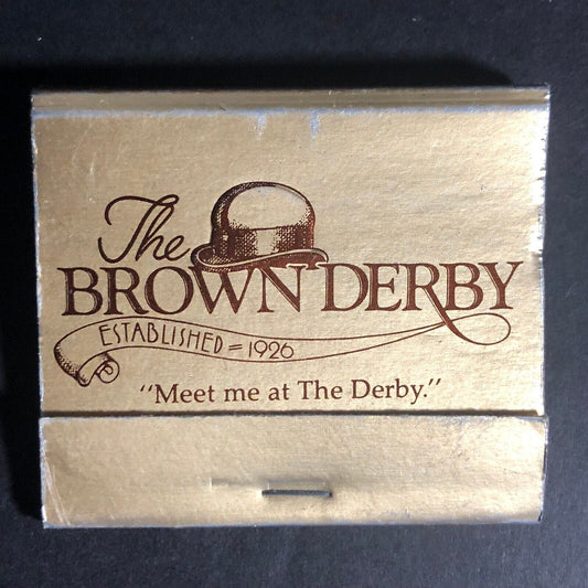 Brown Derby Restaurant Hollywood 30-Strike Gold Sticks Matchbook c1970's VGC